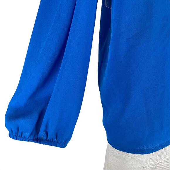 1. state Cold Shoulder Crepe Game On Blouse Electric Sky Size XS - Picture 7 of 8